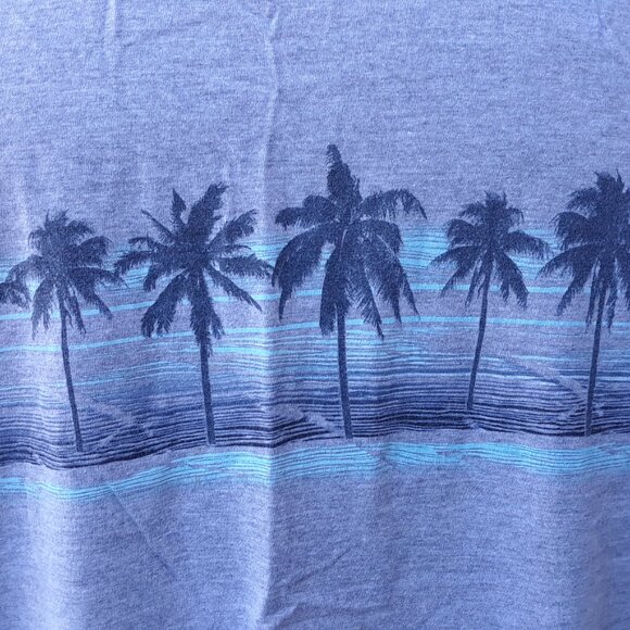 Island Shores Men's TSHIRT Size XXL Gray ~ Palm Trees ~ Beach Scene - Picture 2 of 4